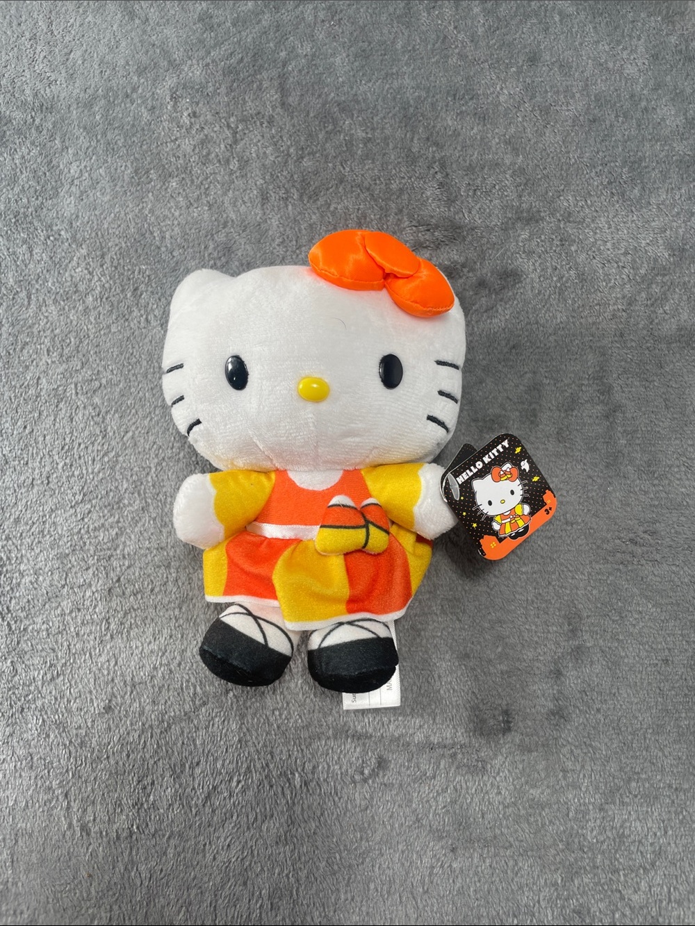 Hello Kitty Orange and Yellow Dress Plush with Orange Bow
